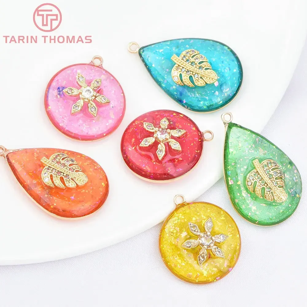 (7280) 6 шт. 24 К золотого цвета латунь со стеклом круглые капельные масляные подвески