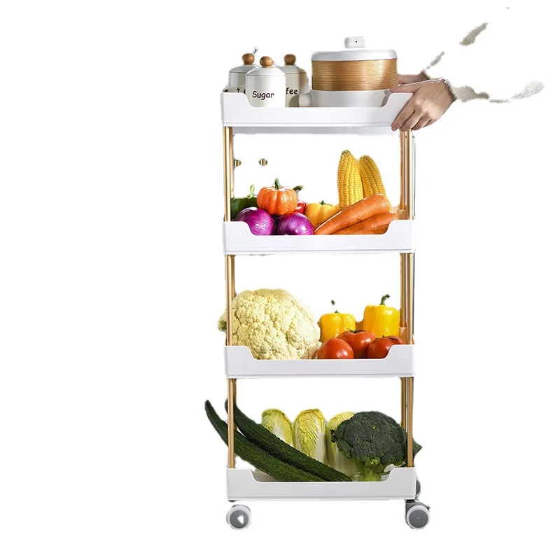 

Kitchen Plastic Joint Telescopic Shelf Bathroom Bathroom Floor Push-Pull Can Move Multi-Layer Storage Shelf