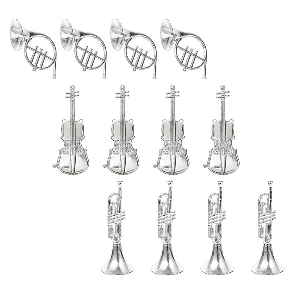 

12 Pcs Christmas Tree Musical Instrument Model Wreath Miniature Saxophone Plastic Xmas