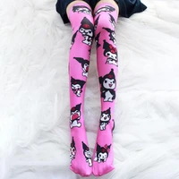 sanrio cartoon kuromi print knee socks cute girl japanese velvet lengthened student long tube beautiful leg socks
