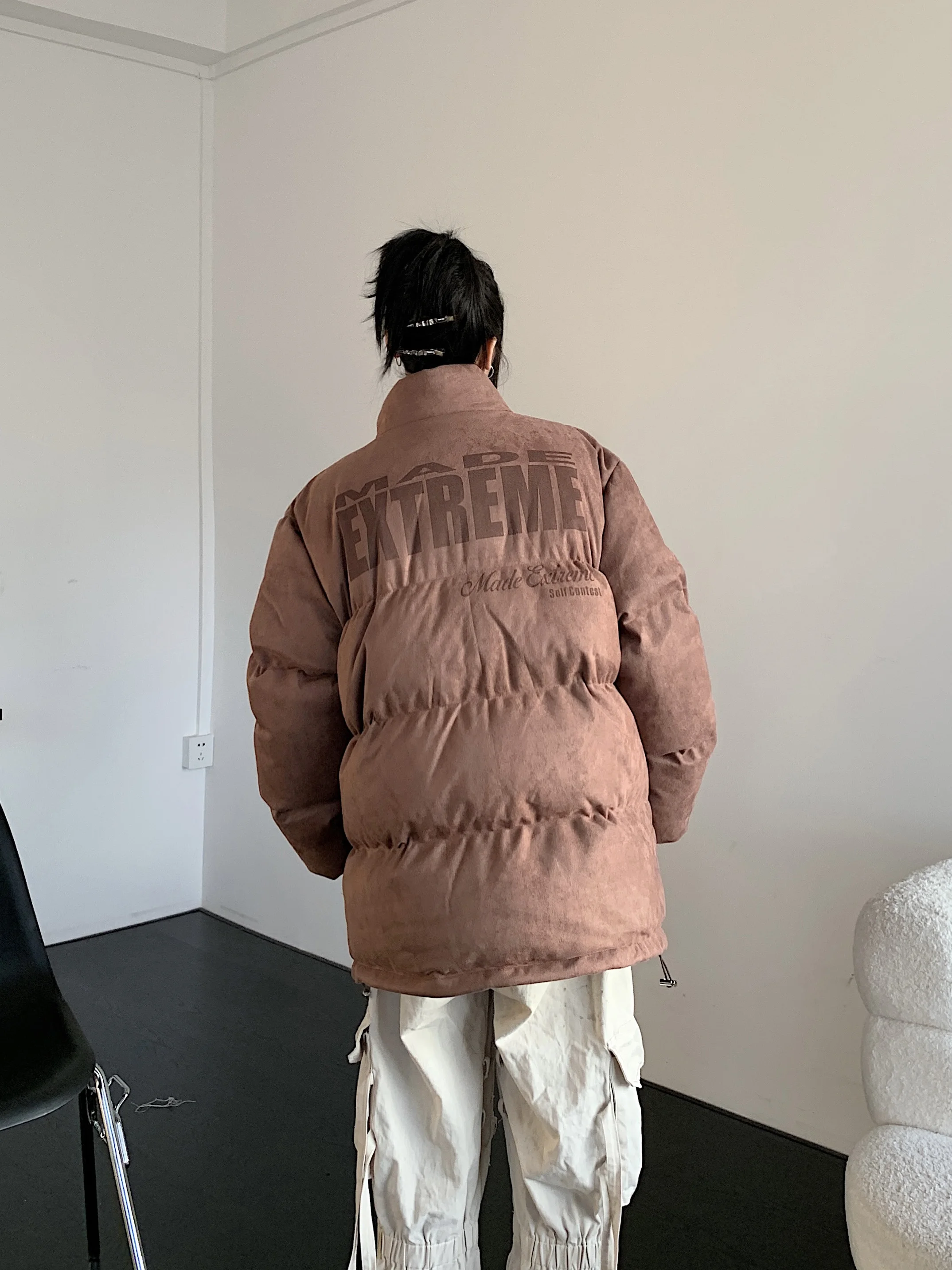 Замшевая куртка с хлопковой подкладкой Fragmented Island American Street в стиле ретро зимняя