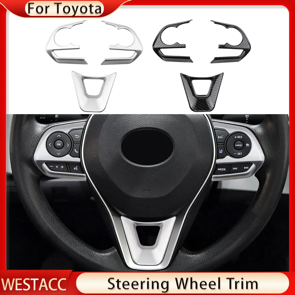 

Car Steering Wheel Button Panel Cover Trim Sticker for Toyota RAV4 RAV 4 Corolla Avalon 2019 2020 2021 2022 Accessories