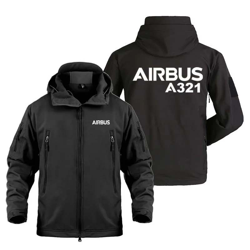 

Autumn Winter SoftShell Fleece Warm Airbus A321 Men Jackets Hooded Zipper Military Outdoor Multiple Pockets Man Coat Jacket