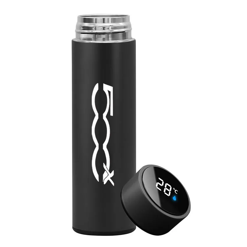 

High-end car vacuum flask temperature display portable stainless steel vacuum flask Fiat 500X travel mug coffee cup milk cup 500