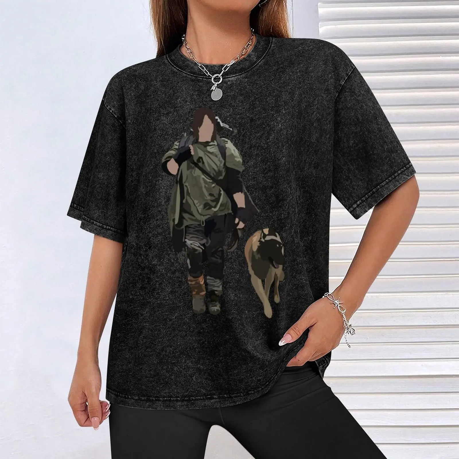 Футболка с рисунком Дэрила Диксона и собаки футболки баскетбола хлопковые