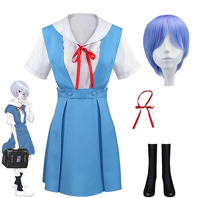 

New Anime EVA Cosplay School Uniform Costume Dress Uniform Asuka Langley Soryu Tokyo Ayanami Rei Costume Halloween Props Gift