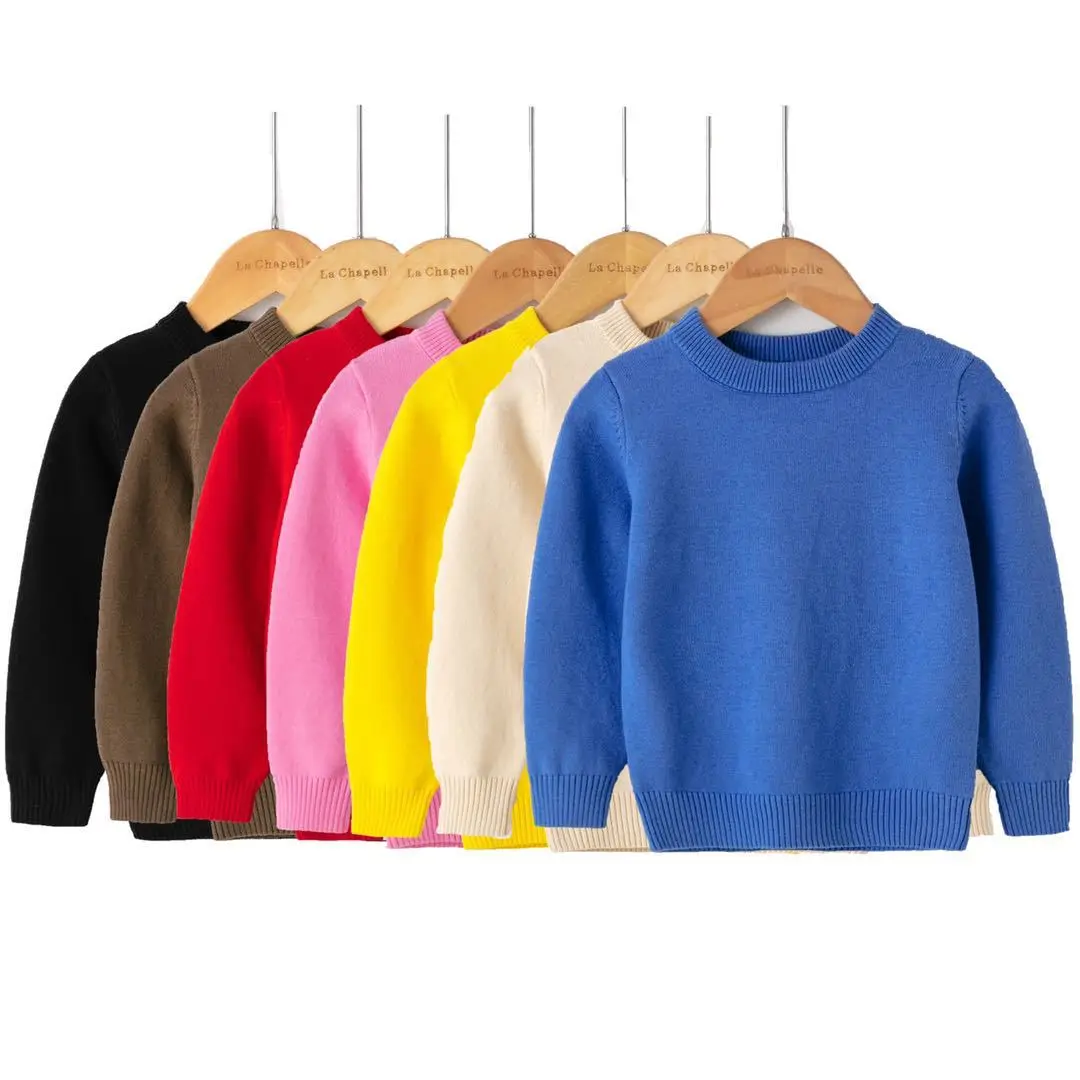 

Kids Baby Boys Girls Pullover Sweaters Autumn Winter New Baby Boy Girl Long Sleeve Candy Color Cardigan Knit Children's Sweaters