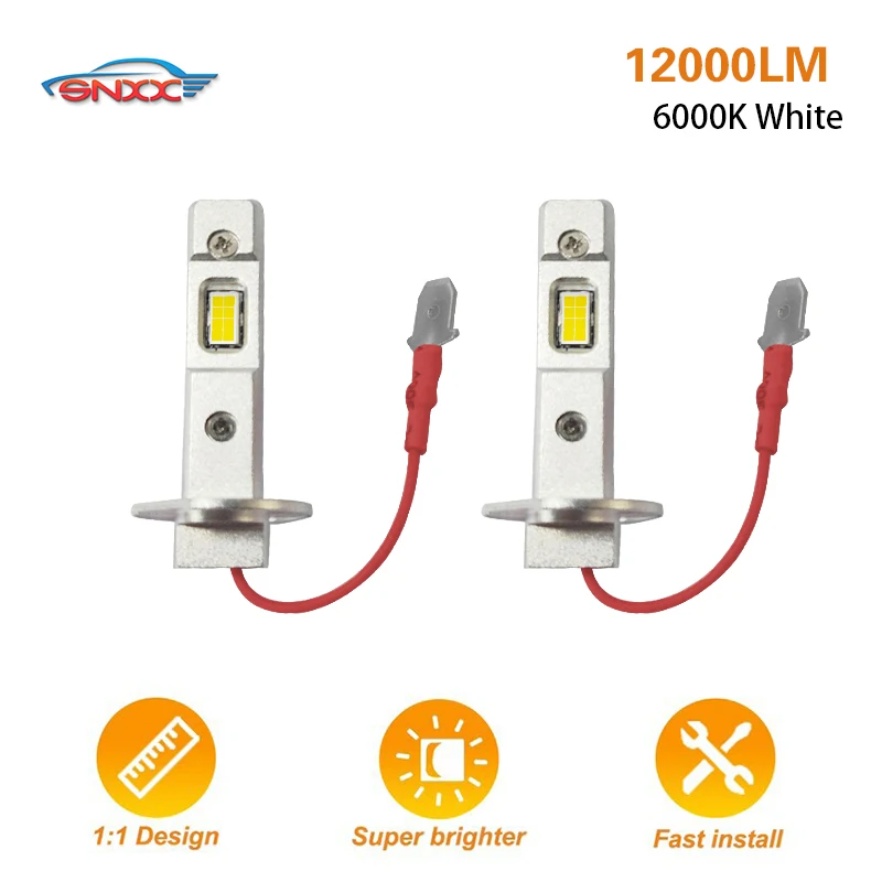 SNXX H3 Светодиодная противотуманная лампочка Безголовый 6000K 12000LM дневной ходовой огонь 1:1 Размер  Светодиодные фары H1 H3  12V лампа дальнего света автомобиля