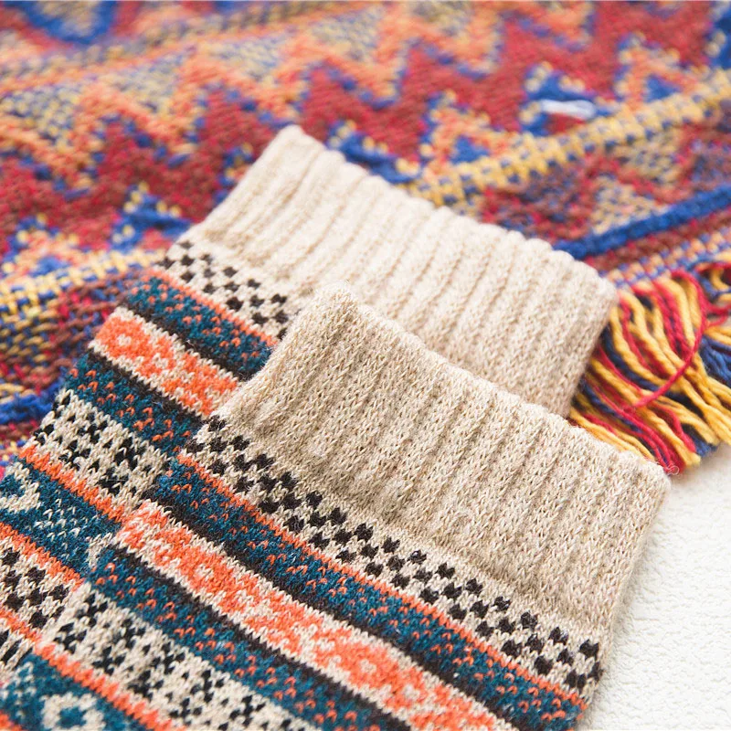 5 Pairs Autumn and Winter National Style Women and Men Wool Socks Super Thick Warm Christmas Cashmere Women Socks