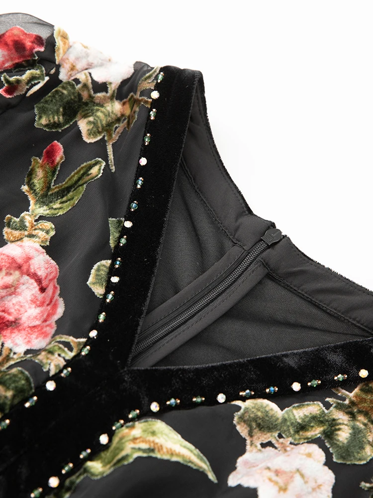 Женское бархатное платье с V-образным вырезом и рукавами-фонариками