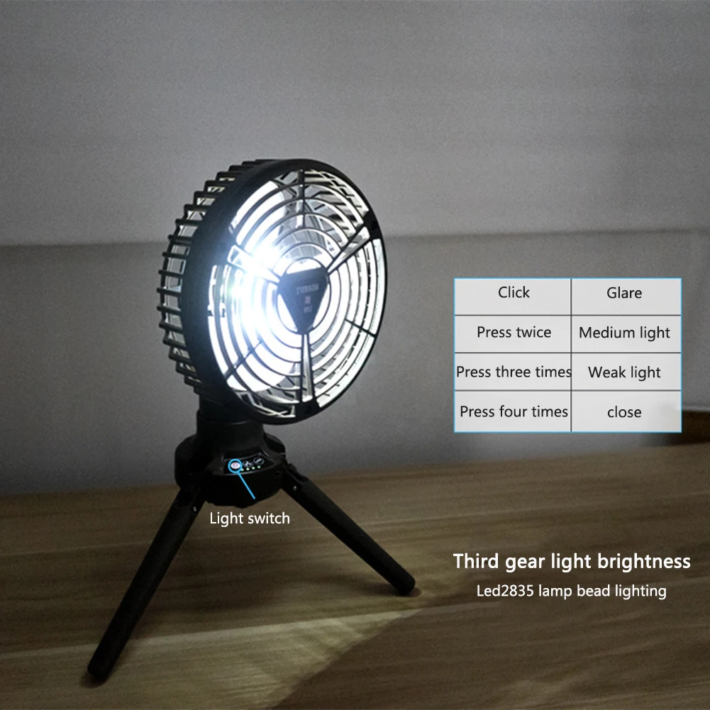

2022 Multifunctional Electric Fan USB Rechargeable Portable Fan Outdoor Camping Fans With Tripod Desktop Ventilador Ceiling Fans