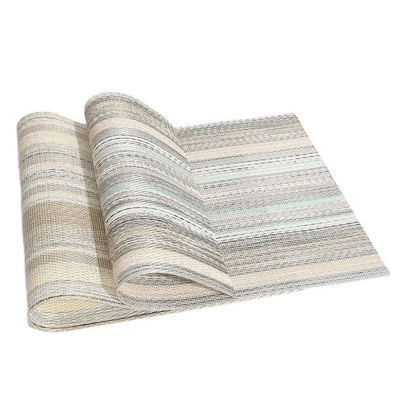

Placemats Table Mats Striped Square PVC Woven Insulation Mats Kitchen Table Insulation Anti-Fouling Table Decoration Mats