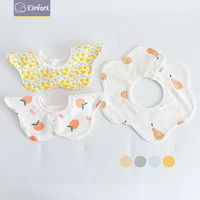 elinfant 3pcs set 100 cotton baby drool bibs rotatable with snap button petal shape bandana bibs