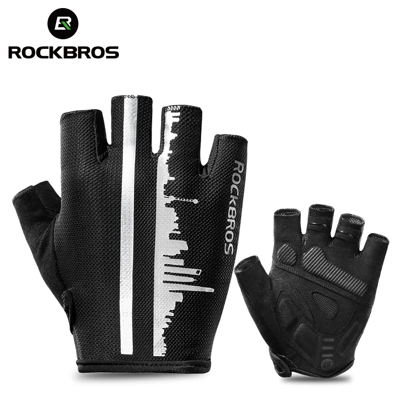

ROCKBROS Summer Cycling Half Finger Gloves Anti-slip Breathable Bicycle Gloves Men Women Anti-sweat Reflective Bike Gloves