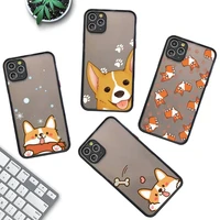 cute cartoon corgi dog phone case for iphone x xr xs 7 8 plus 11 12 13 pro max 13mini translucent matte case