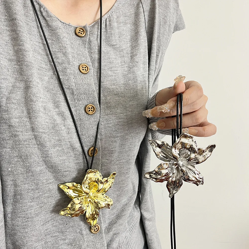 2024 новое роскошное преувеличенное ожерелье с подвеской в виде большого цветка