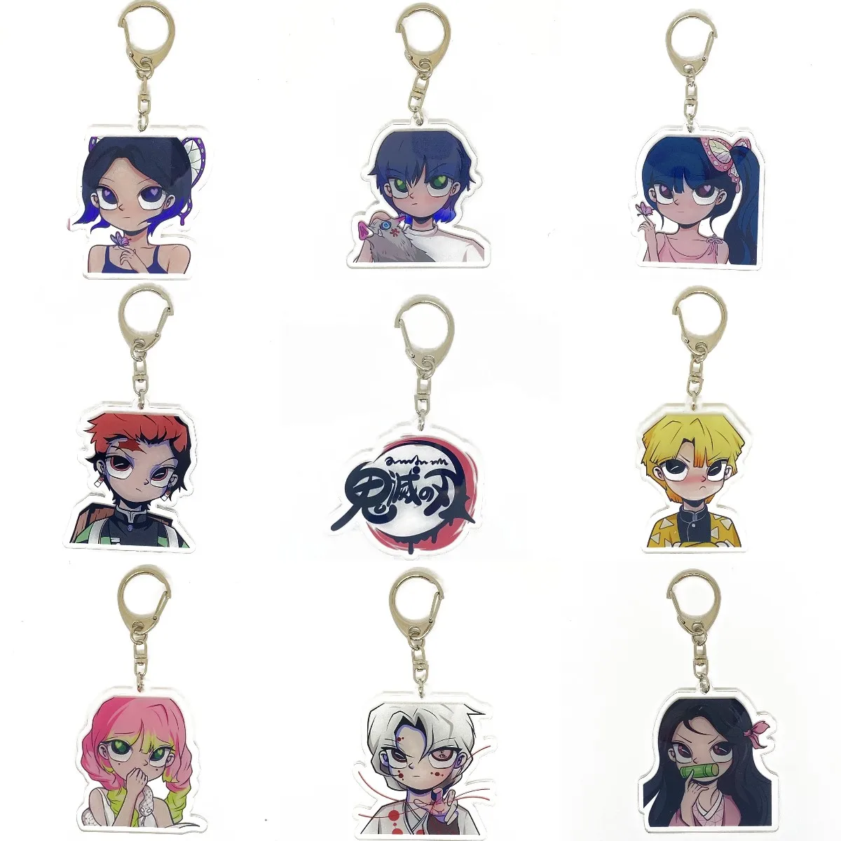 

Cute Cartoon Anime Demon Slayer Keychain Acrylic Kimetsu No Yaiba Blade of Ghost Keychains Chain Keyring Jewelry