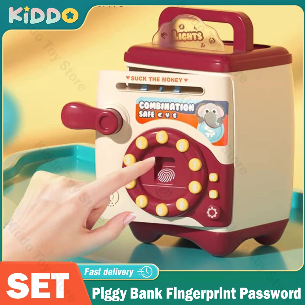 

Funny Piggy Bank Fingerprint Password Safe Box Money Boxes Children Coins Cash Saving Safe Deposit Atm Machine Kid Gifts for Kid
