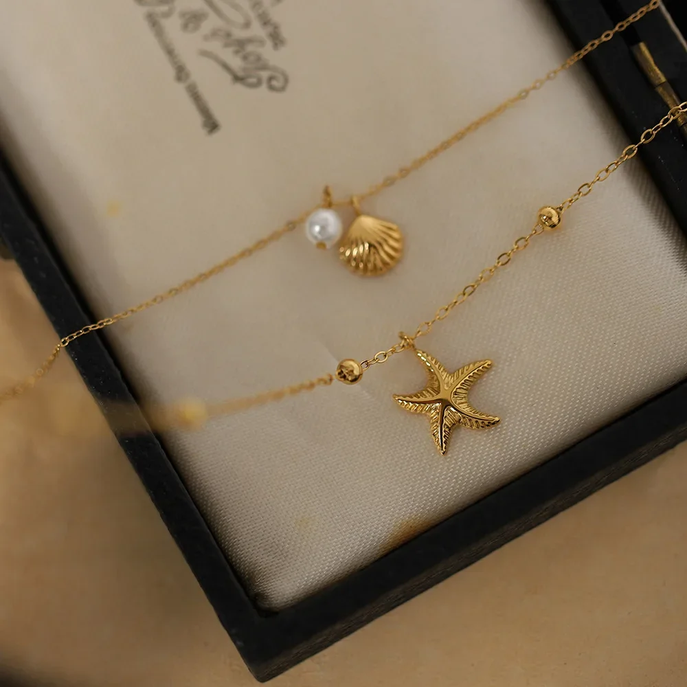 RHYSONG двухслойная ракушка в виде морской звезды много подвесок воротник женское