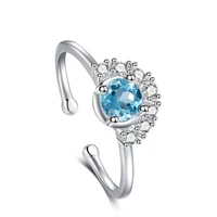 swiss blue natural topaz ring womens s s925 sterling silver japan and south korea fashion personality gem food ring opening