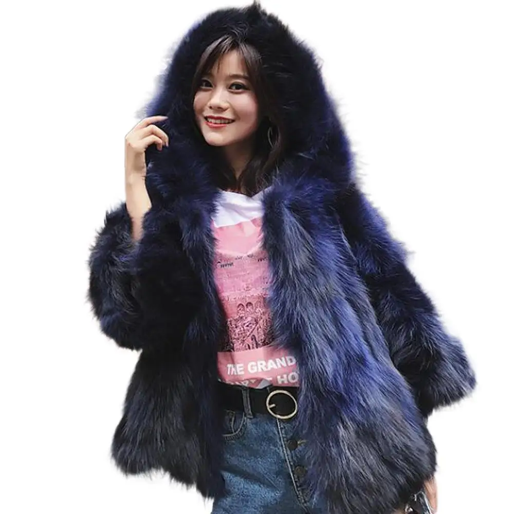 

Женское натуральное однотонное пальто с капюшоном, фабричное пальто большого размера с низкой скидкой, Прямая поставка, меховая куртка с ка...