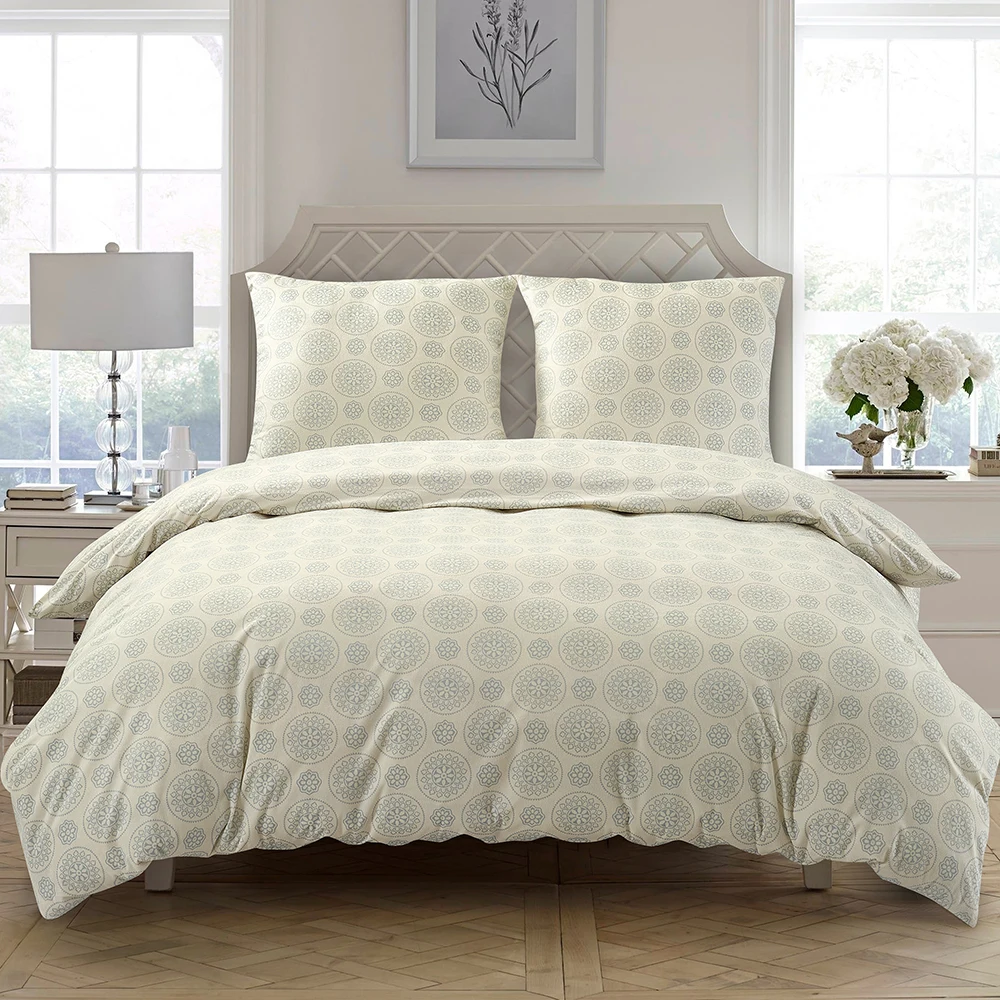 

Double Floral Printed Duvet Cover Set For 2 People 200*200cm Super King Size Bedding Sets Beige Bed Spread Set