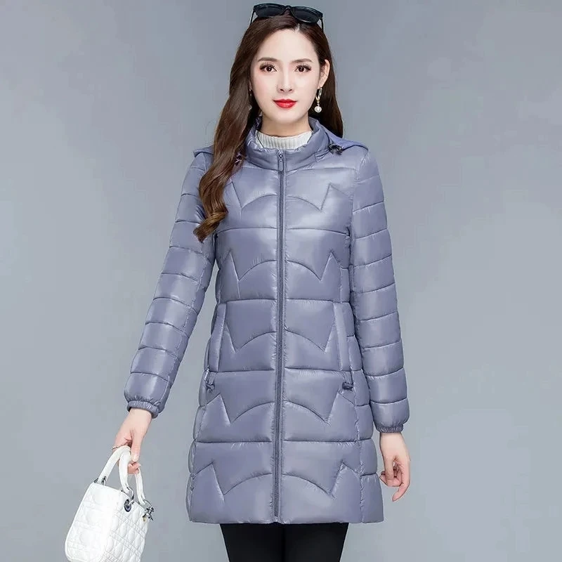 XL- 6XL Parkas Women's Hooded Winter Jacket 2022 Korean Glossy Loose Basic Coat Down Cotton Jacket Thicker Warm Long Outwear