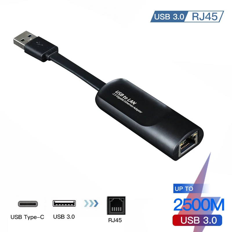 2500Mbps USB C 2.5G External Wired Network Card Type-C To RJ45 Converter  Network Hub For Windows 7/8/10 MAC Driver Free