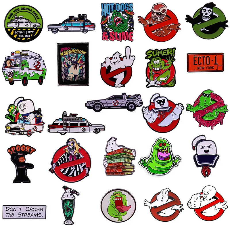 

Horror Movies GhostBusters Enamel Pin Anime Car And Ghost Badge Brooch Bag Clothes Lapel Pin Badges Jewelry Gift for Friends