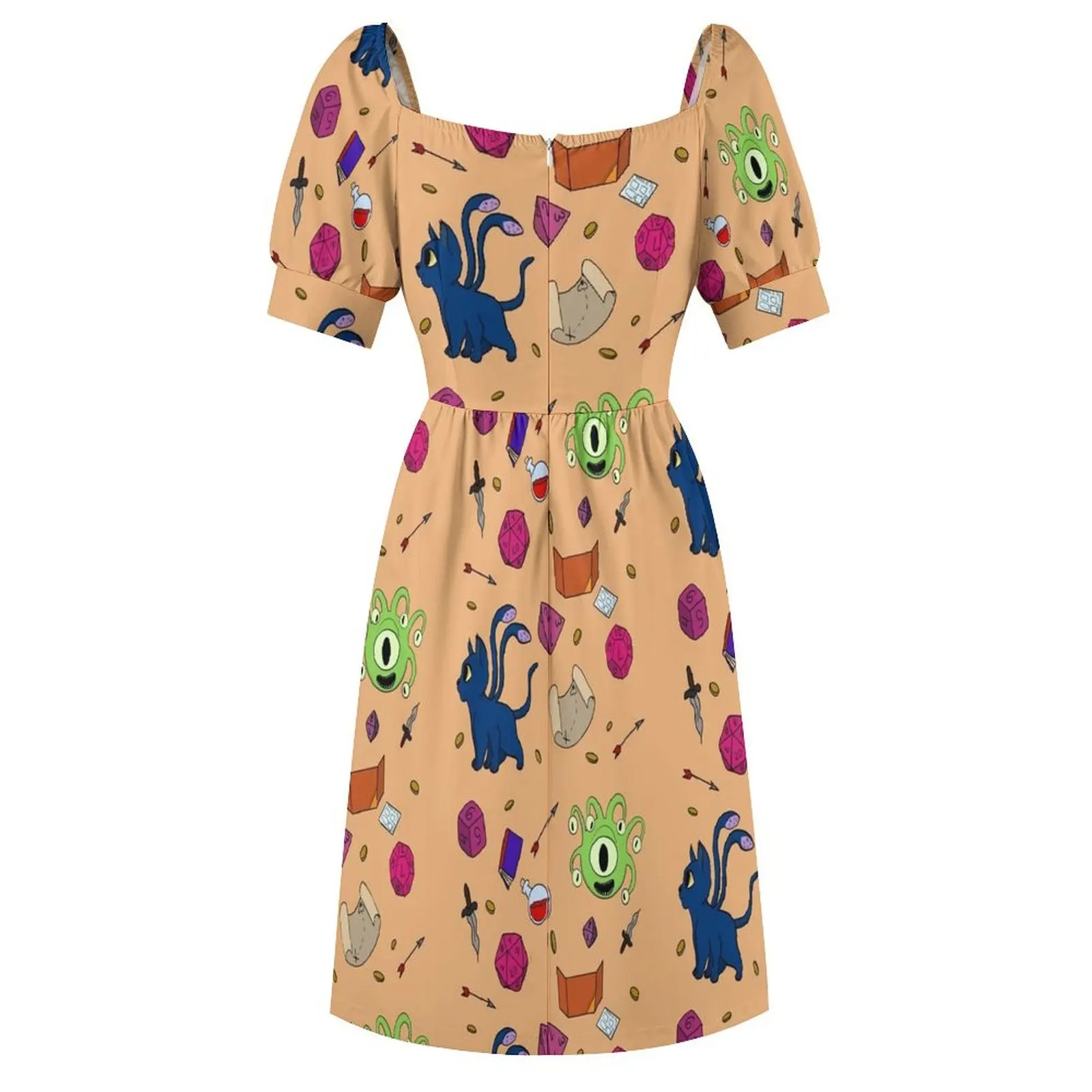 Платье с короткими рукавами и милым узором DnD женская летняя юбка летнее женское