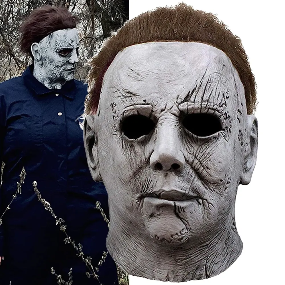 

2018 Halloween Michael Myers Mask Cosplay Horror Creepy Demon Bloody Evil Killers Latex Helmet Carnival Masquerade Party Costume