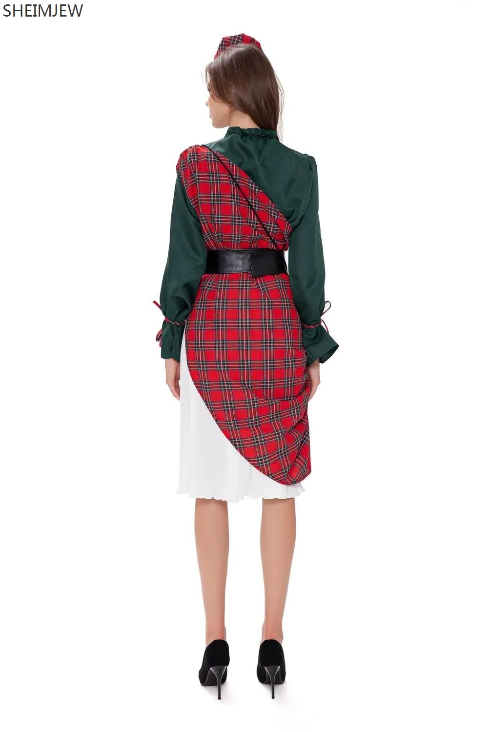 Взрослый костюм горничной Шотландии карнавальный для женщин клетки сценическое