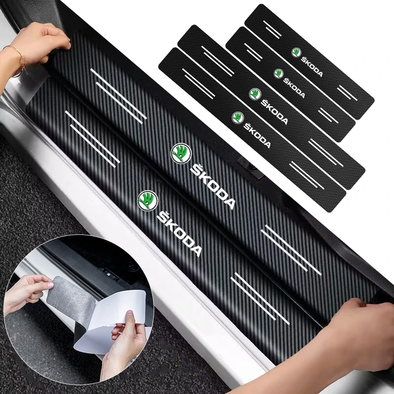 4 шт., защитная пленка с логотипом для Skoda Octavia MK2 MK1 2 3 A5 A7 A8 Fabia Karoq Superb Rapid Kamiq Scala