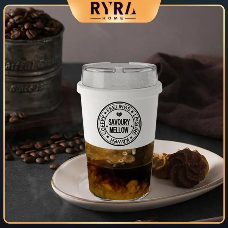 

Plastics Mug Sealing Up Water Cup Heat Insulation Antiskid Coffee Cup Kitchenware Flat Bottomed Cup Multifunctional Bar Supplies