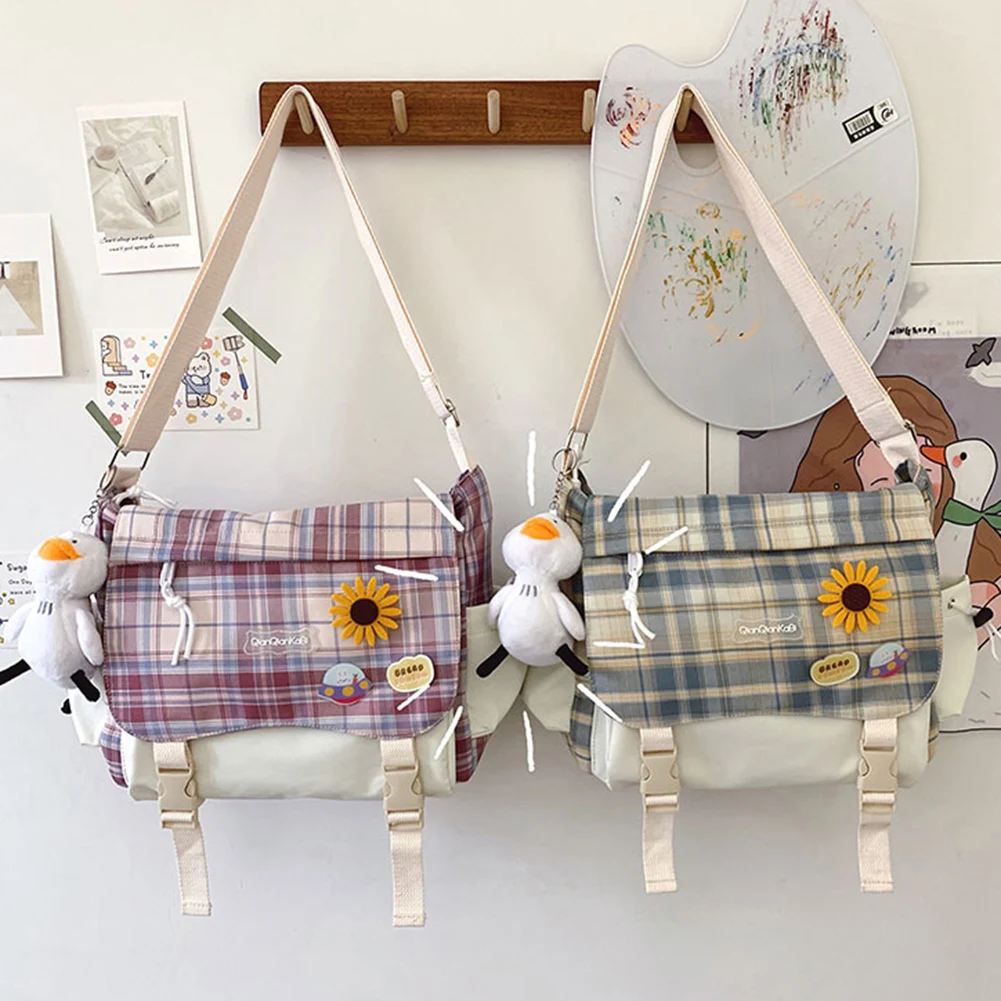 

Creative Backpack Cute Plaid Nylon Cute Girl Travel Crossbody Messenger Bags for Student School Travel Backpacks