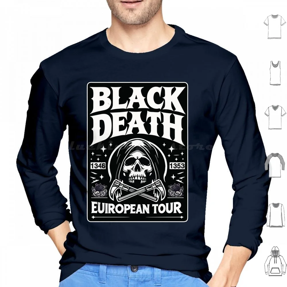 Фото Толстовки с капюшоном Shadows The Black Death European Tour с длинным рукавом Black Death European Tour Black Death Black Plague Pestilence №1