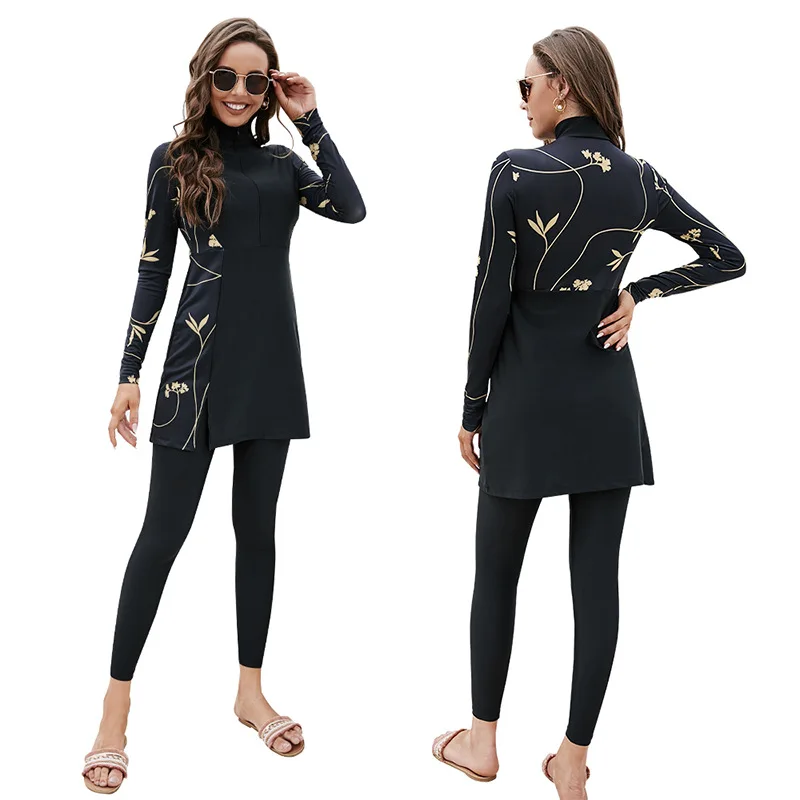 

Women Muslim Swimwear Modest Long-Sleeved Sun Protection Swimsuit Lslamic Burkinis Wear Bathing Suit Full Cover Swimwears