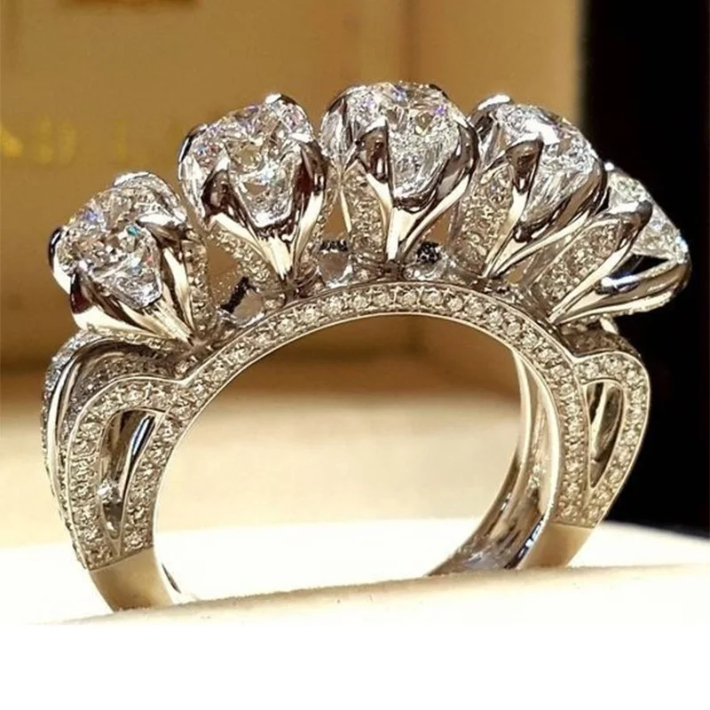 

silver color designer Drilling engagement Rings for women Party gift for Ladies jewelry brand finger wholesale ring R5048