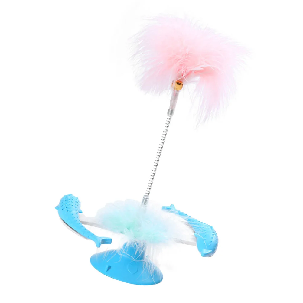 

1Pc Cat Windmill Teasing Funny Pet Sucker TPR Feather Cat Plaything