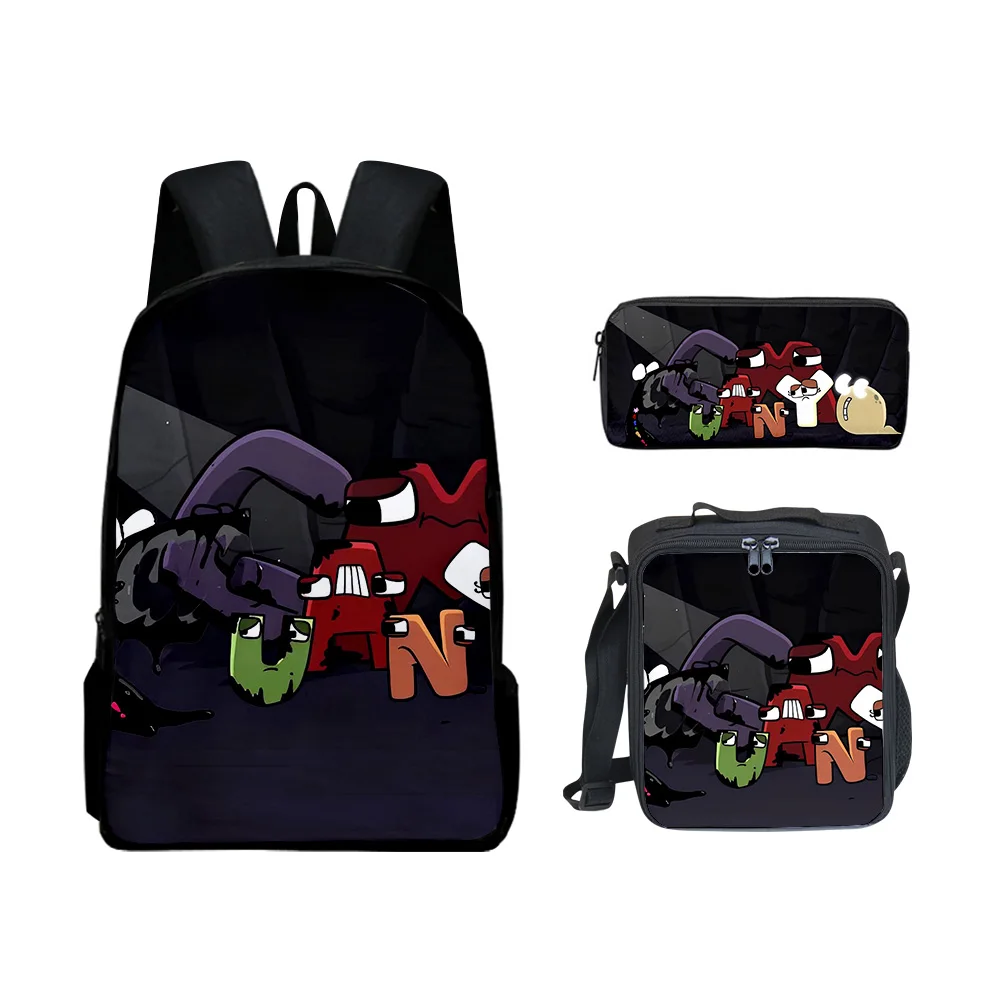 

Harajuku Creative Funny Alphabet Lore 3D Print 3pcs/Set pupil School Bags Laptop Daypack Backpack Lunch bag Pencil Case