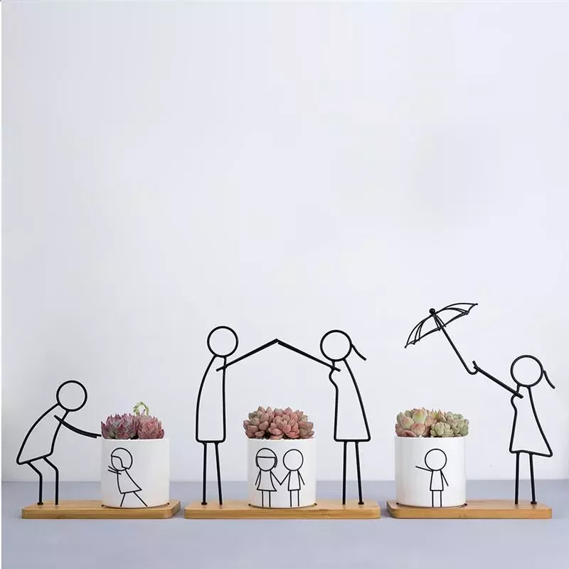 

Керамический горшок для суккулентов NEW2023, современный простой цветочный горшок с абстрактным изображением родителей и детей, домашний деко...