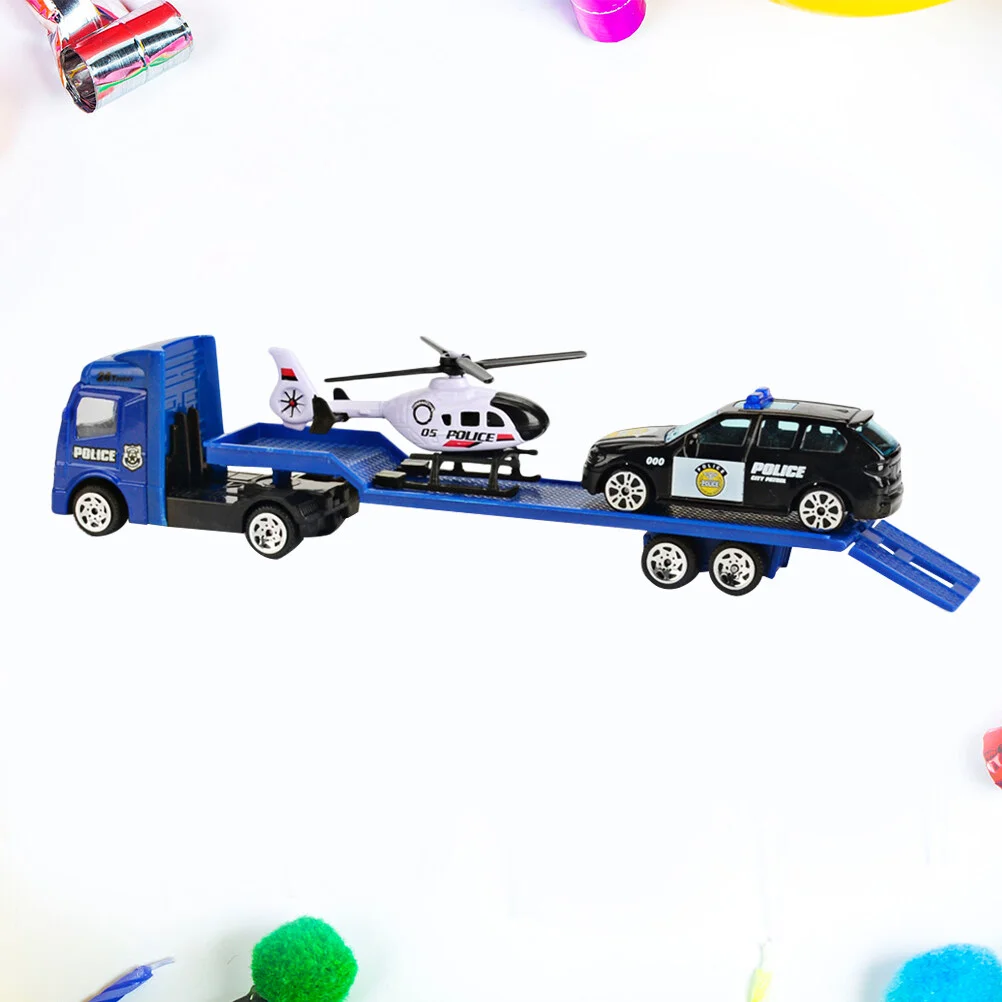 

Автомобиль игрушечный из сплава, креативная модель автомобиля для детей (Синий Полицейский буксир)