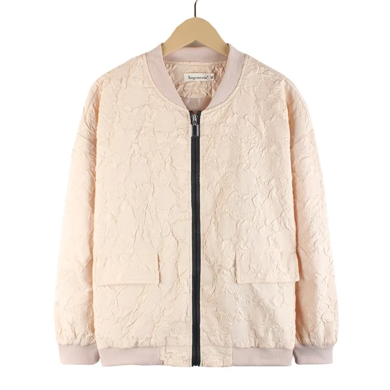 

Осень 2022, Женская Блестящая куртка, свободная одежда, пальто с длинным рукавом и складками, Повседневная бейсбольная форма на молнии, верхняя одежда