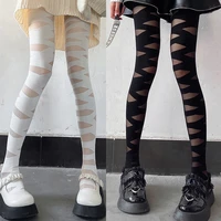 girl bandage silk pantyhose japan bundled leg socks cosplay tights costumes accessories hollowed out semi transparent stockings