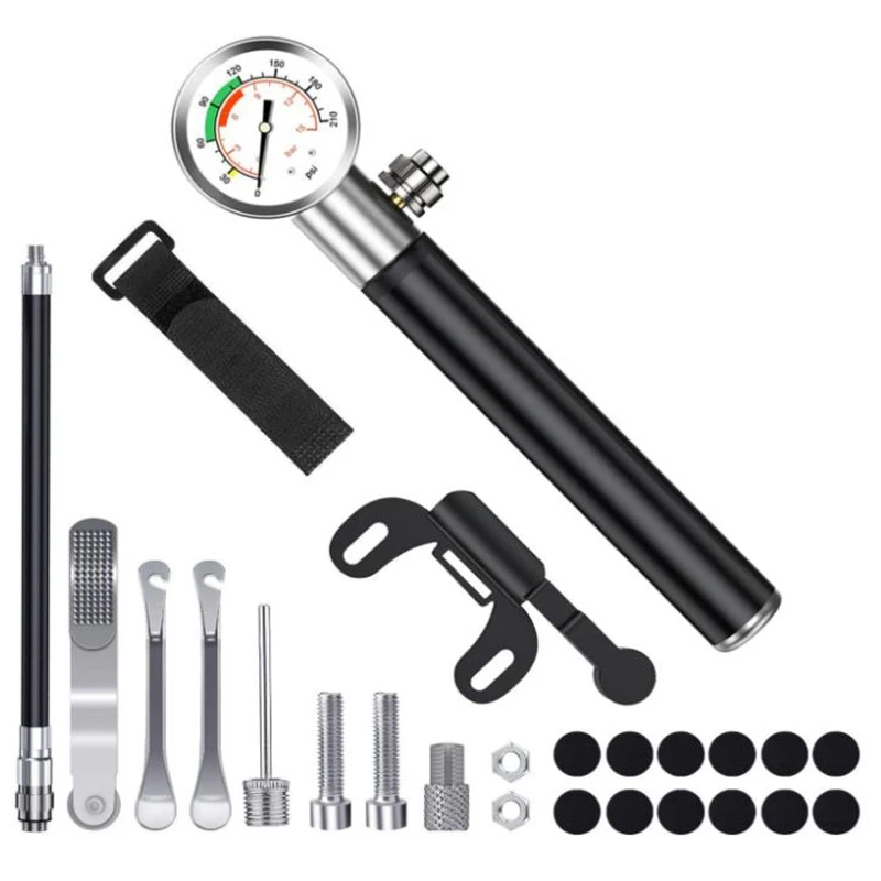 

Bicycle Pump, Mini Bicycle Pump, 210 Psi Air Pump With Pressure Gauge,Repair Of Bicycle Tires,For Presta/Schrader Valve