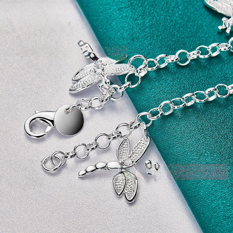 Браслеты из стерлингового серебра 925 пробы для женщин и мужчин бабочки ручной