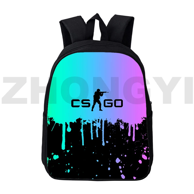 Fashion 3D Print CS GO Game Backpacks Daily Travel Bags for Women 12/16 Inch Kids CSGO Cartoon Schoolbag Mens Laptop Backpack