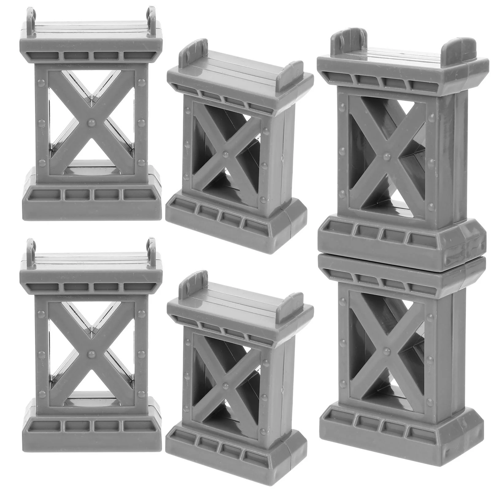 

6 Pcs Train Pier Child Toy Wooden Track Support Risers Toys Bridge Supports Mini Building Blocks