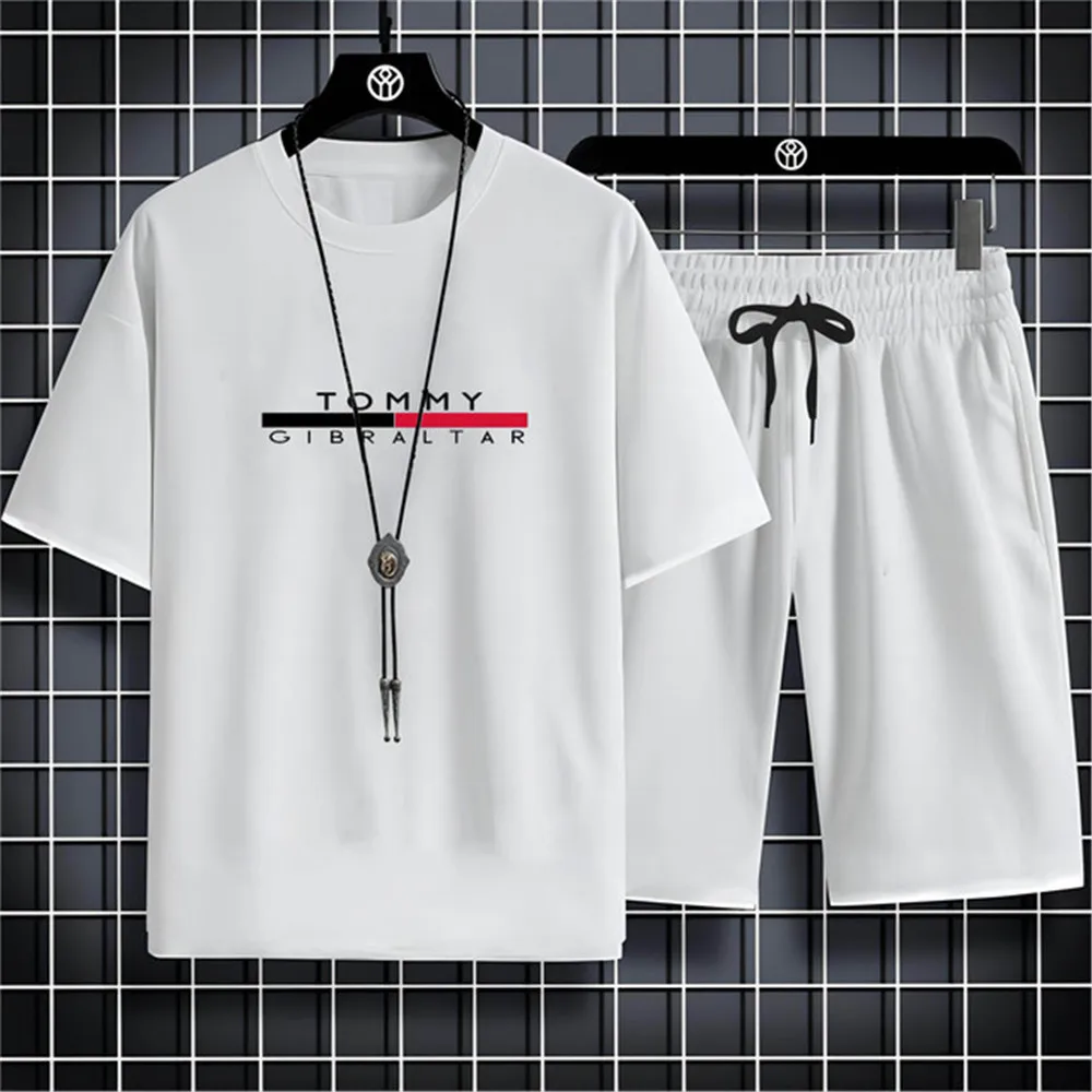 

Мужская спортивная одежда 2023, комплект 2d с буквенным принтом, простой и просторный удобный Быстросохнущий уличный комплект Harajuku для Summe