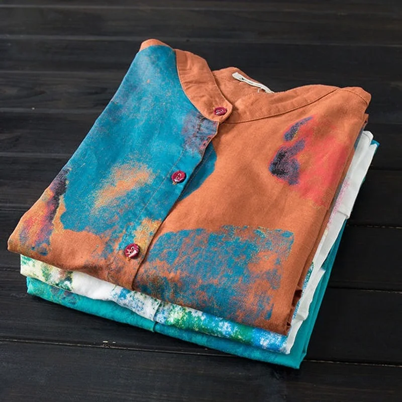 Рубашка женская демисезонная с длинным рукавом и воротником-стойкой - купить по